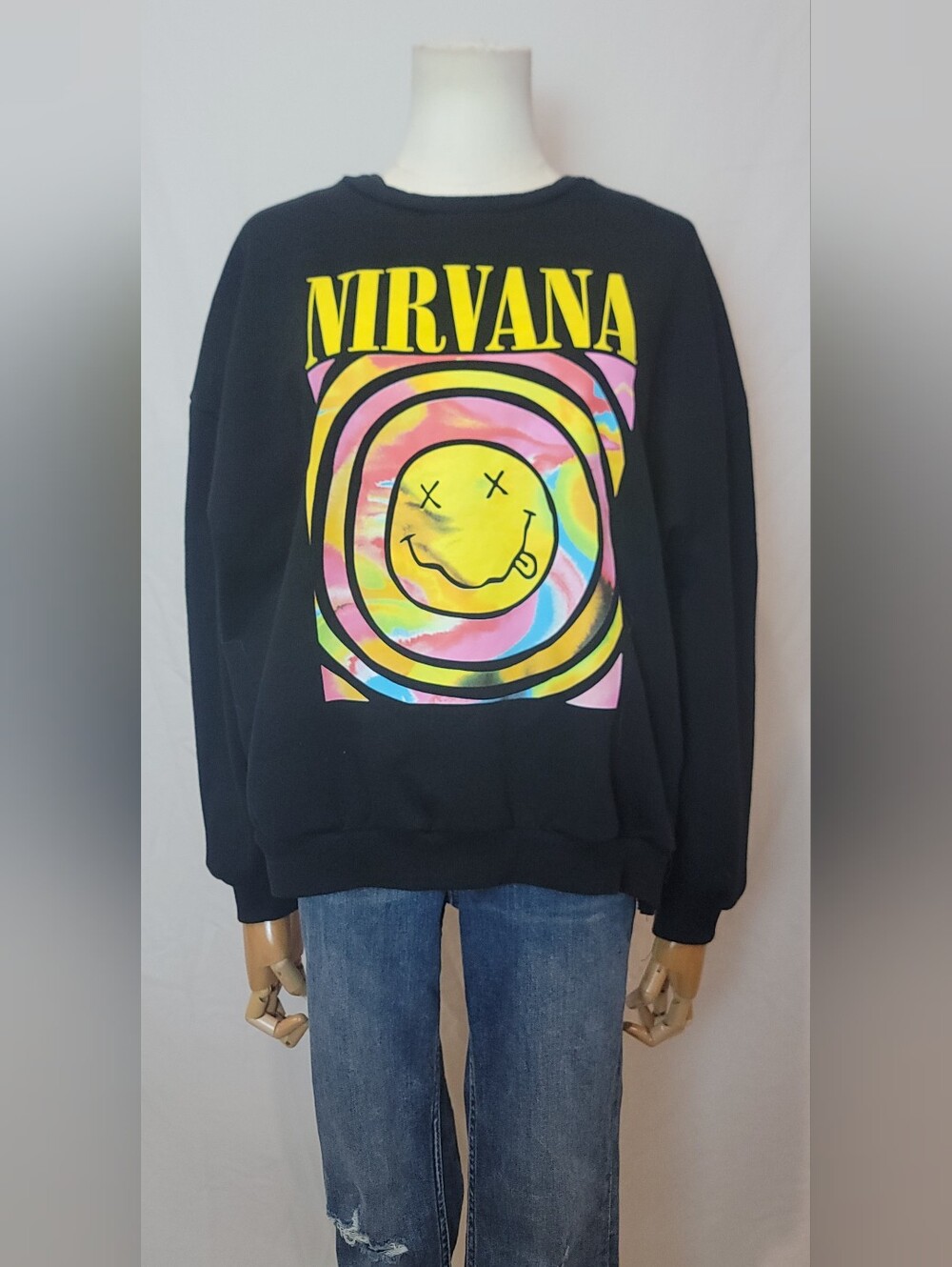 Nirvana Band Black Crewneck Sweatshirt , Size XL